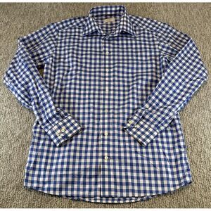 ETON Contemporary Blue White Check Button Up Dress Shirt Men's 41-16 (Large)